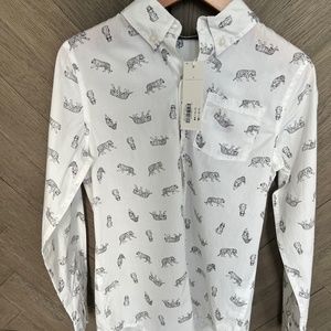 Janie & Jack Button Down White Tiger Dress Shirt